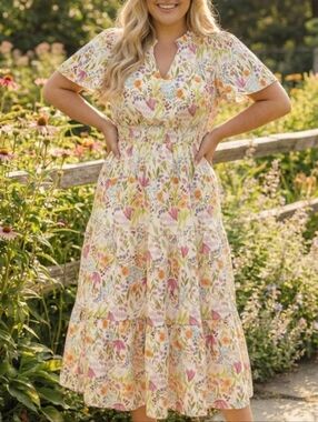 New Haptics Floral Tiered Dress